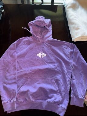 Boohoo Mens Purple Hooded Sweatshirt with White Logo